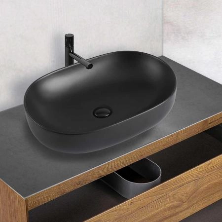 Раковина Vincea VBS-113MB, 600*415*135, накладная, цвет черный матовый фарфор