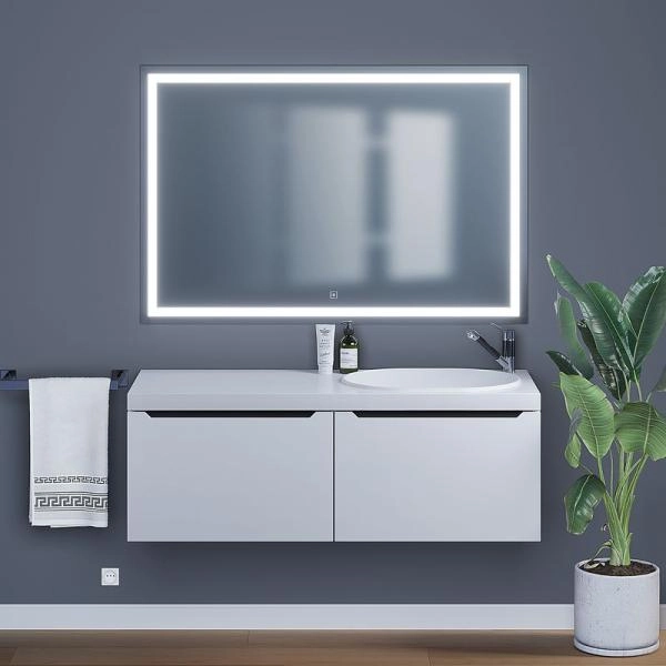 Тумба под стиральную машину Uperwood Tanos 60 см раковина Bruks 120 см правая, белая/графит