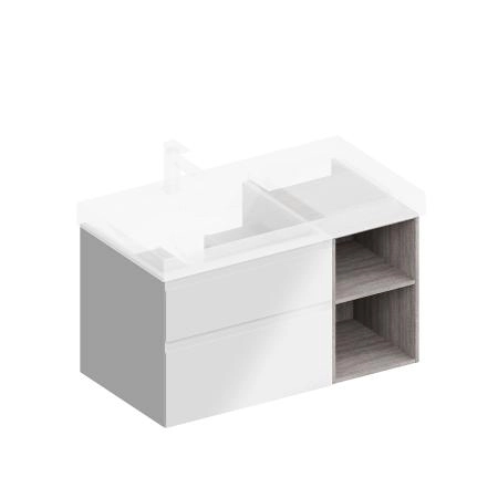 Тумба Kerama Marazzi CUBO КУБО CU.90Lh\WHT левая подвесная с ящиками 90, белая матовая-древесная