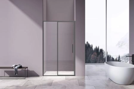 Душевая дверь Vincea Slim 8mm VDP-4SL120CLGM, вороненая сталь, стекло прозрачное