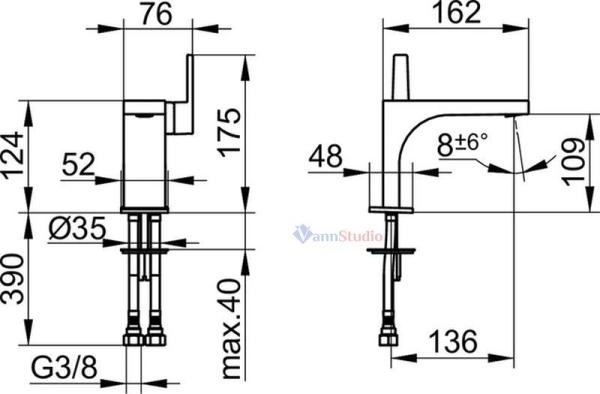 Смеситель для умывальника Keuco Edition 11 51104130100 Хром черный шлифованный