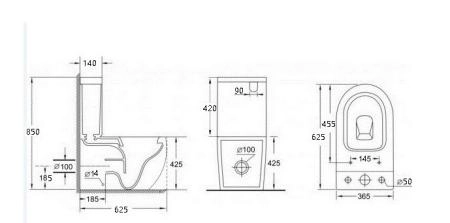 Унитаз напольный ESBANO RIPOLL-С черный матовый безободковый напольный 620x385x845