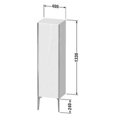Duravit XViu Шкаф подвесной 40x36x133см, с 1 дверью, 3 стеклянными полками (петли слева), цвет: белый глянцевый/champagne matt