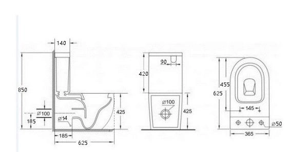 Унитаз напольный ESBANO RIPOLL-С черный матовый безободковый напольный 620x385x845