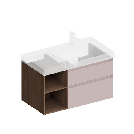 Тумба Kerama Marazzi CUBO КУБО CUB.90.2Rh\MAL.N правая подвесная с ящиками 90, мальва матовая-древесная