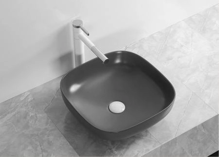 Раковина Cerutti SPA CR2677 накладная, черный матовый, квадратная 420х420х140