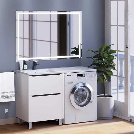 Тумба под стиральную машину Uperwood Tanos 60 см, напольная, белая/графит, 2 ящика