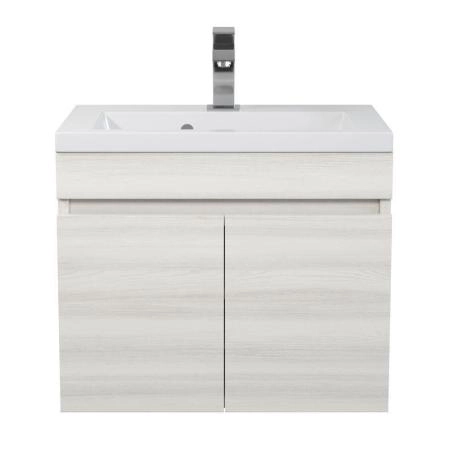 Тумба с раковиной для ванной Uperwood Eva, 50 см, подвесная, Дуб Харбор Белый, с дверцами