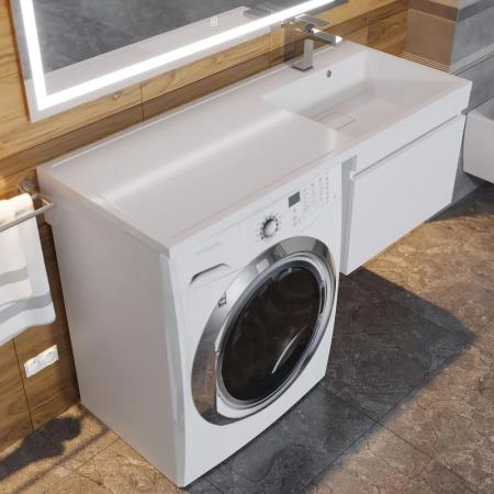 Тумба под стиральную машину Uperwood Magenta, 50 см, подвесная, белая, выдвижной ящик