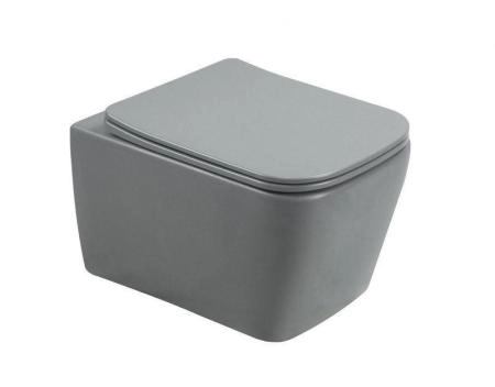 Унитаз подвесной SantiLine SL-5007MG серый матовый сиденье микролифт