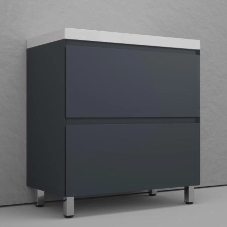 Тумба напольная Style Line Манхэттен 80 ЭМАЛЬ под ASTI 80 2 ящика PLUS графит