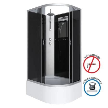 Душевая кабина Niagara NG-2510-14LBKT 1200х800х2100-2400 высокий поддон 40см стекло тонированное