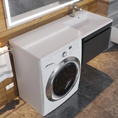 Тумба под стиральную машину Uperwood Magenta, 50 см, подвесная, черная, выдвижной ящик