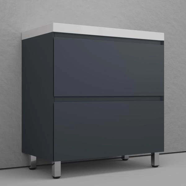Тумба напольная Style Line Манхэттен 80 ЭМАЛЬ под ASTI 80 2 ящика PLUS графит