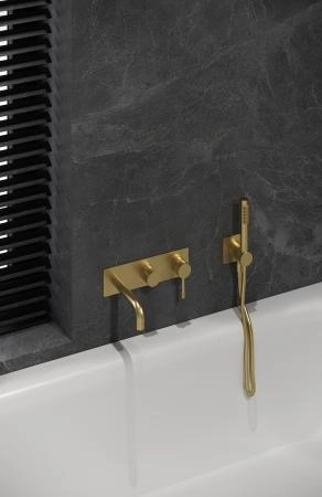 Смеситель встроенный + ручной душ + излив Boheme Uno Matt Gold 464-3-MG