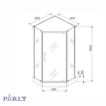 Душевой уголок с поддоном PARLY ZPE911BF (90х90х190)