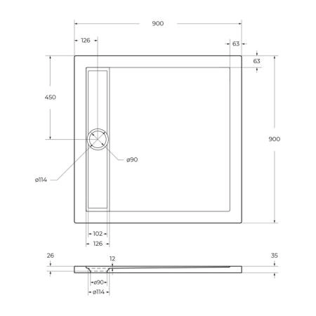 Поддон для душа BelBagno 90x90 квадратный акрил TRAY-BB-DUE-A-90-4-W0