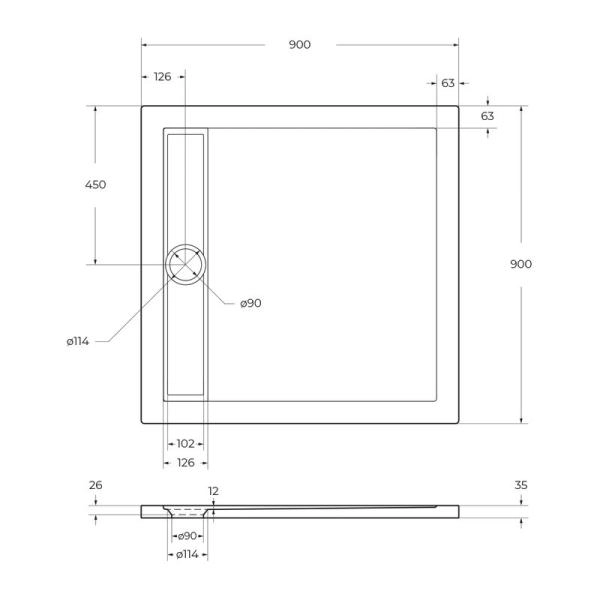 Поддон для душа BelBagno 90x90 квадратный акрил TRAY-BB-DUE-A-90-4-W0