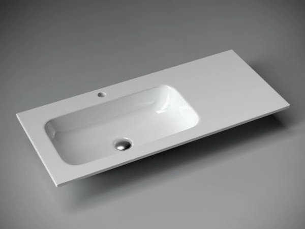 Раковина накладная Grace прямоугольная 1010*457*137мм, чаша слева, с отверстием под смеситель, цвет белый