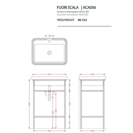 Artceram Fuori Scala Металическая структура 40x57хh83см с раковиной на 1 отв. напольная, цвет: черный матовый