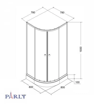 Душевой уголок с поддоном PARLY ZF81BN (80х80х193)