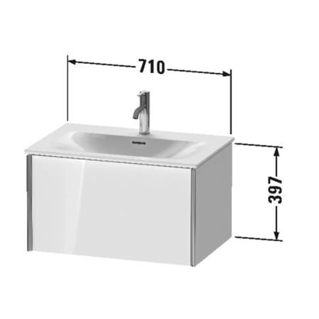Duravit XViu Тумба подвесная 71x48x39.7см, с раковиной, 1 ящик, цвет: белый глянцевый/champagne matt