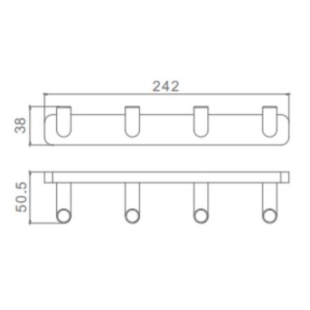 Планка с 4 крючками RAGLO R320.054.33, медь