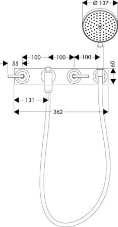 Axor Citterio 39442000 Смеситель для ванны, на 3 отверстия, с рычаговыми рукоятками и панелью для 10303180