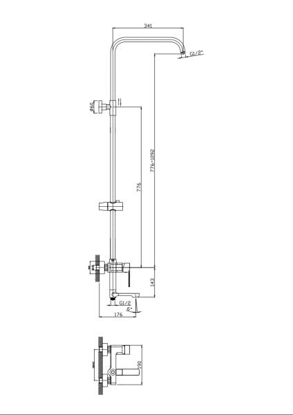 Душевая система RUSH ST4235-30 для ванны,хром