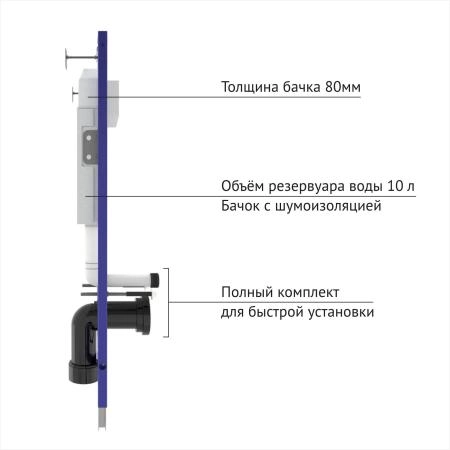 Инсталляция BERGES NOVUM 40252 для скрытого монтажа унитаза кнопка F2 матовый хром