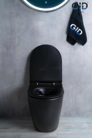 Унитаз Gid TRS-269BM 56 см приставной безободковый микролифт черный матовый
