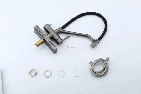 Смеситель для кухни Gappo G4098-9 с водопадом оружейная сталь