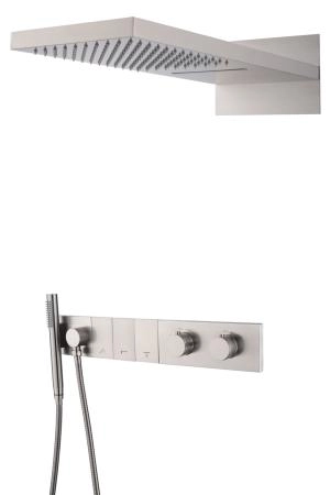 Встроенная душевая система Boheme ZODIAC с термостатом, трехпозиционная Nikel Brush 133-NB