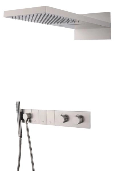 Встроенная душевая система Boheme ZODIAC с термостатом, трехпозиционная Nikel Brush 133-NB