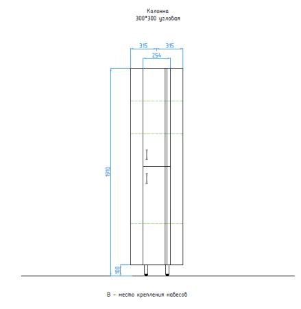 Колонна Style Line Веер 30x30 напольная с дверками