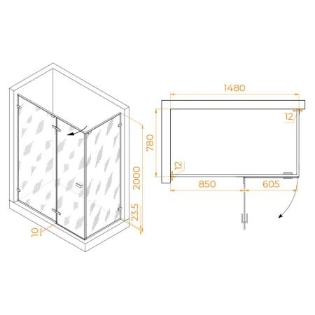 Душевой уголок RGW SV-040B Stilvoll 150x80 Черный матовый прозрачное