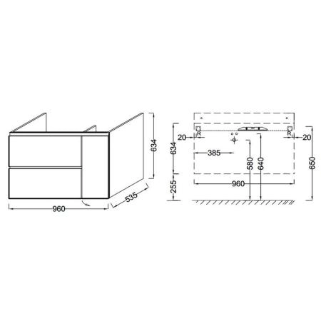 Тумба под раковину Jacob Delafon SOPRANO EB1331-N18 96 см цвет белый глянец