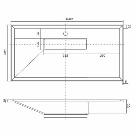 Раковина для ванной полувстраиваемая Uperwood Lotus 100 см, прямоугольная, белая глянцевая