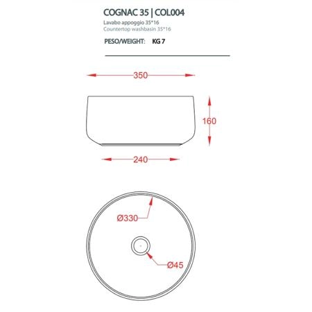 ArtCeram Cognac Раковина 35 см, без отв., без слив-перелива, цвет: черный матовый