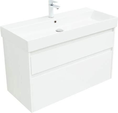 Тумба под раковину Aquanet Nova Lite 100 (SLIM SYNERGY) белый, 2 ящика