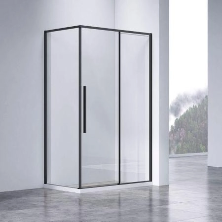 Душевой уголок Vincea Slim-N VSR-4SN8011CLB, 1100*800, черный, стекло прозрачное