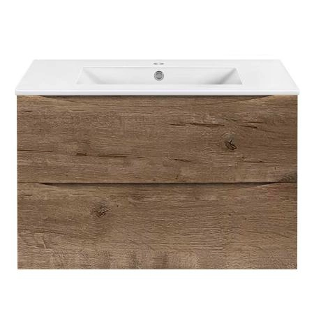 Тумба под раковину Vincea Mia Slim 800 подвесная, 2 выкатных ящика soft close, V.Oak