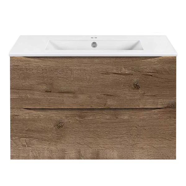 Тумба под раковину Vincea Mia Slim 800 подвесная, 2 выкатных ящика soft close, V.Oak