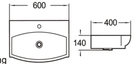 Раковина SantiLine SL-2025 60x40 на столешницу керамическая Белый