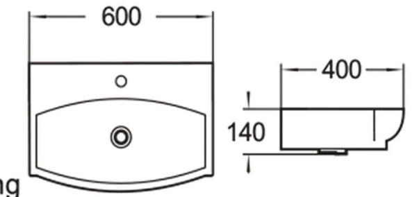 Раковина SantiLine SL-2025 60x40 на столешницу керамическая Белый