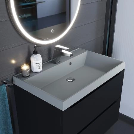 Раковина кварцевая Uperwood Classic Quartz 70 см, серая матовая, платина