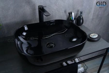 Раковина Gid BL1302 50x40 на столешницу черная глянцевая