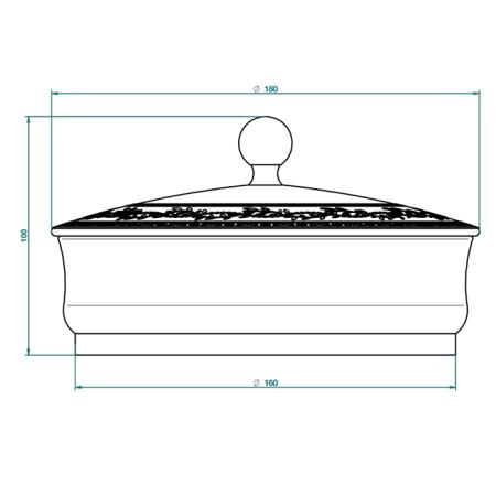THG MARQUISE NOIR DECOR OR Китайская лакированная коробка с белой керамической крышкой Ø180 мм., big size, декор черный/золото, цвет: золото