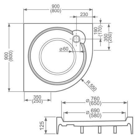 Душевой уголок с поддоном Roltechnik CR2/800 80х80 см профиль белый стекло шиншилла