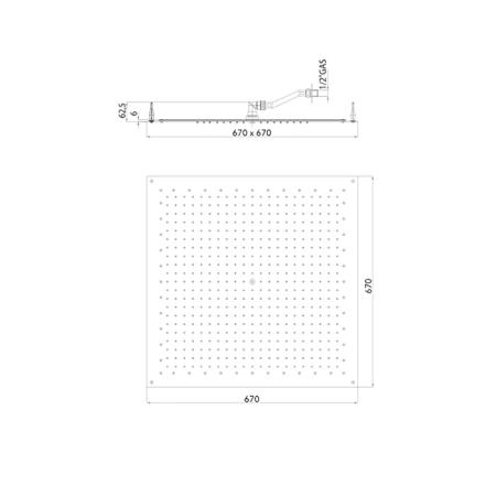 BOSSINI PARIS-CUBE Верхний душ 670 x 670 мм, FLAT, цвет: хром